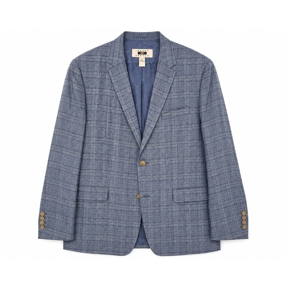 Joseph Abboud Jackets & Blazers - Joseph Abboud Mens XL 100% Linen Blazer Blue Plaid Sport Coat Lightweight